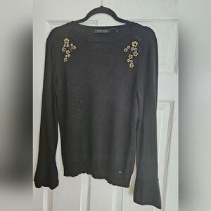 Ivanka Trump Black Top with Bell Sleeves. Size M. Good Condition.
